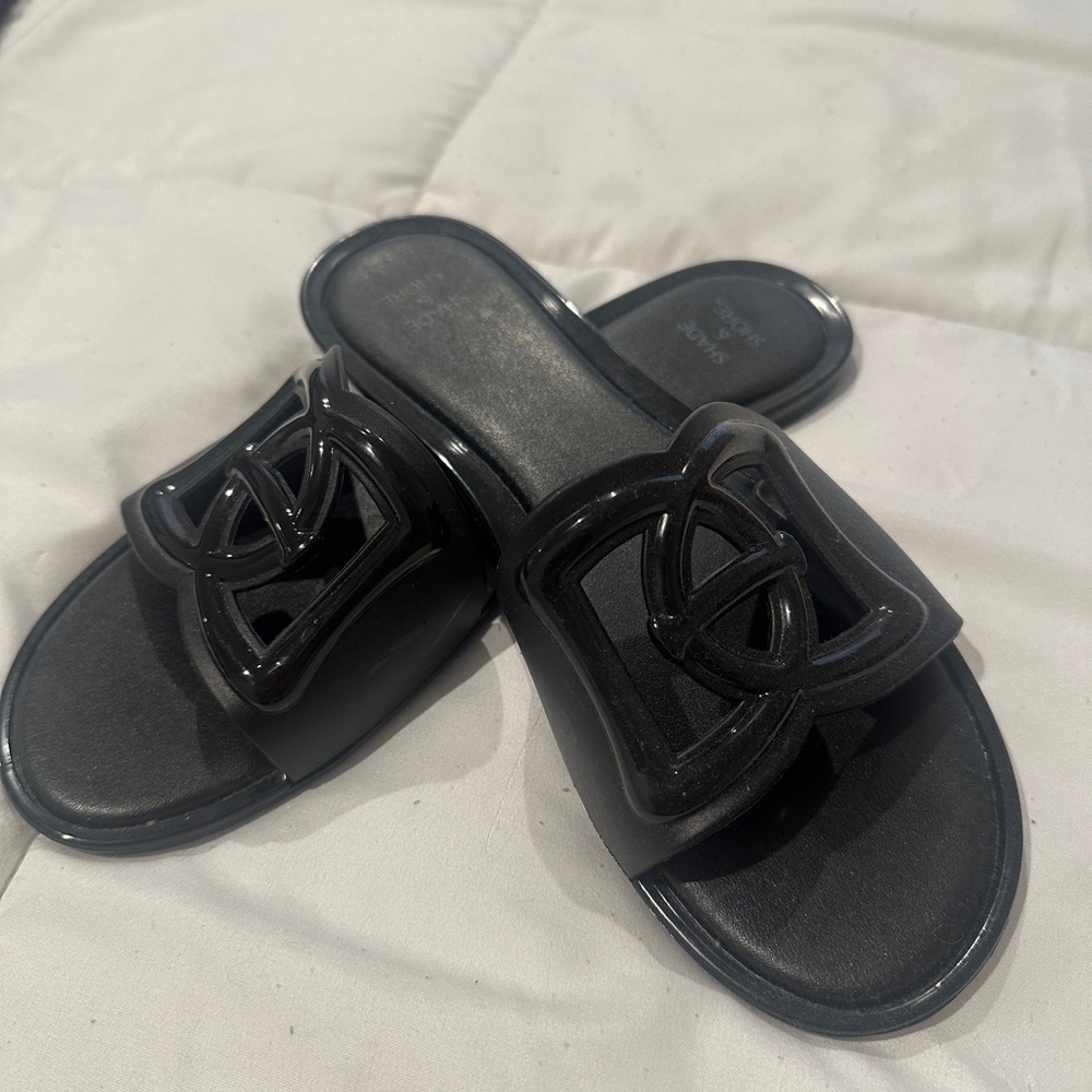 Shade & Shore Black Slide Sandals